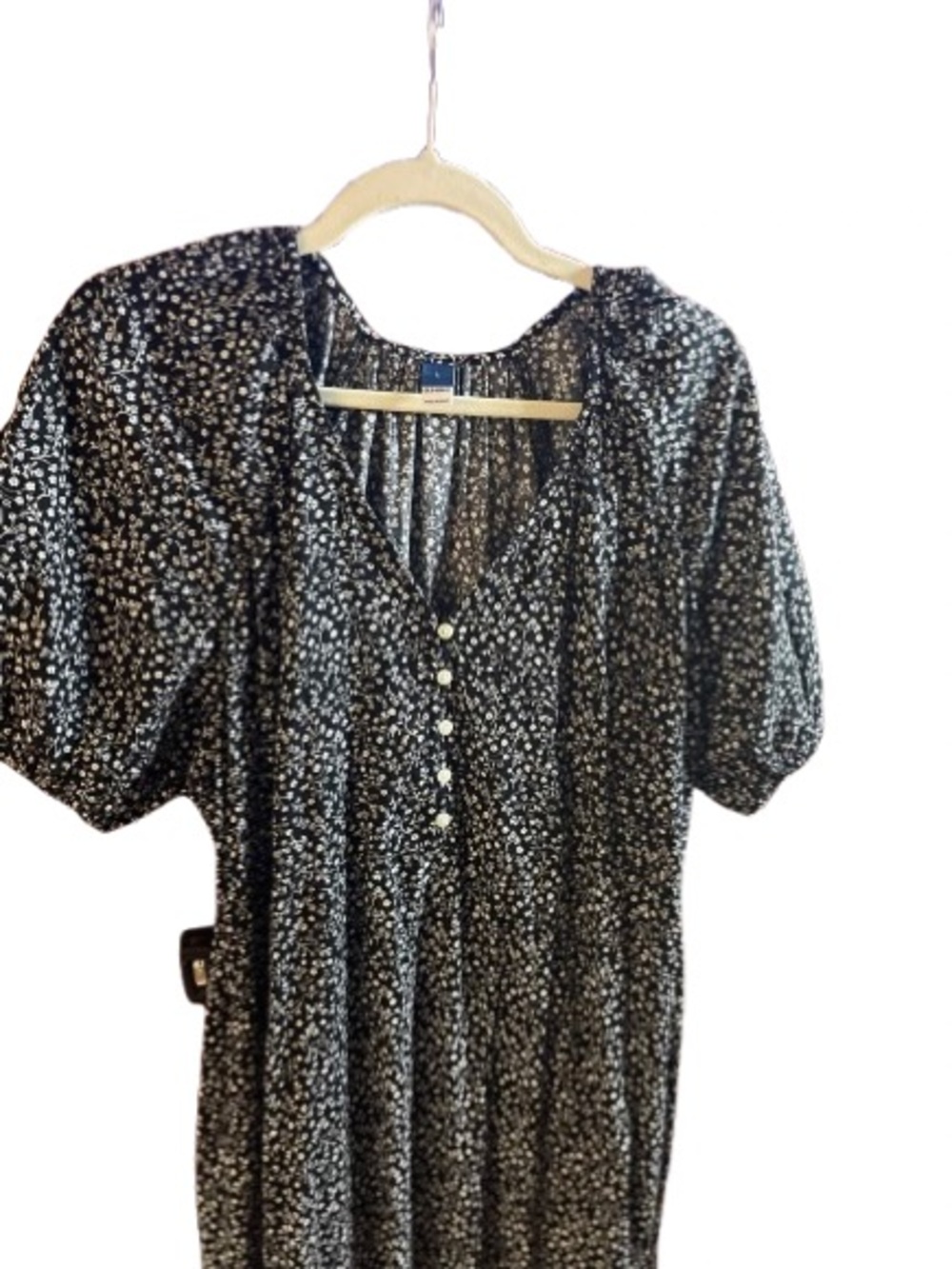 NWT Old Navy Navy Ditsy Floral Puff Sleeve Maxi Swing Dress Size Large - Picture 5 of 9